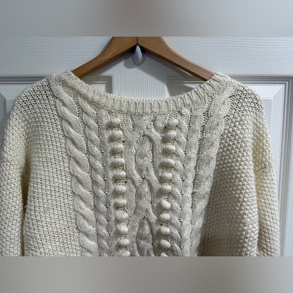 Talbots Ivory Cable Knit Fisherman Heritage Angler Apres Ski Sweater Size S - Picture 2 of 5